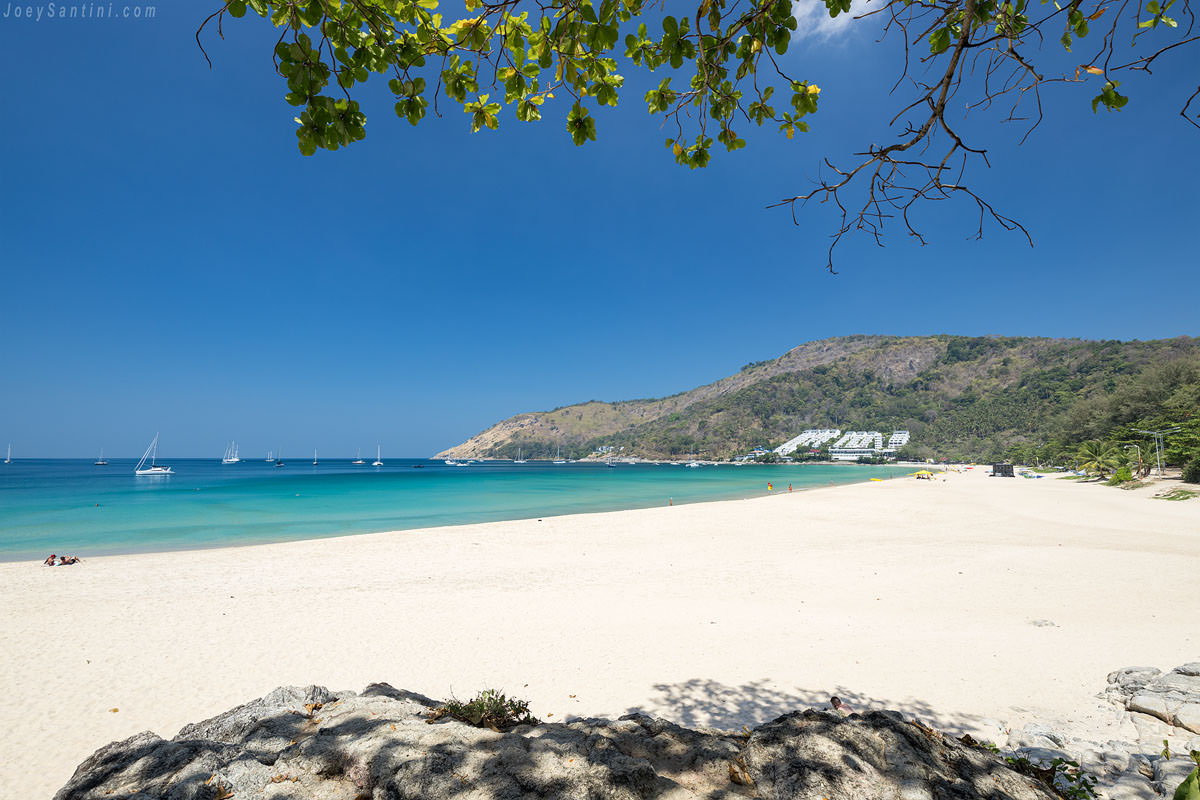 Shot of a white sand and blue sky in the background